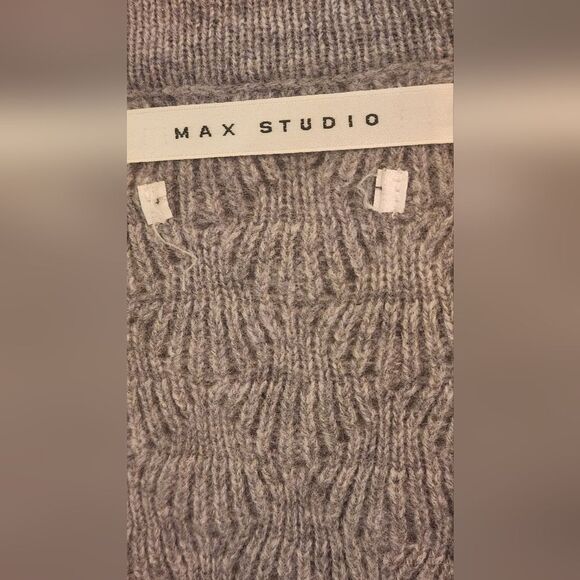 Max Studio M Gray 100% CASHMERE Lngslv Knitted Women's Open Cardigan Sweater - Picture 4 of 5
